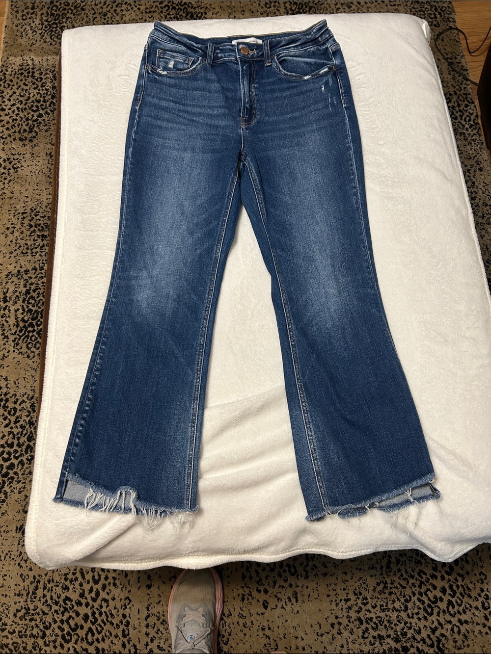 Flying Monkey Medium Blue Frayed Wide-Leg Jeans